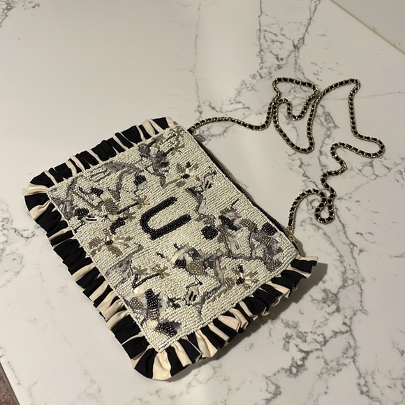 *New* Anthropologie BEADED MONOGRAM CLUTCH 
Letter U - Picture 4 of 4